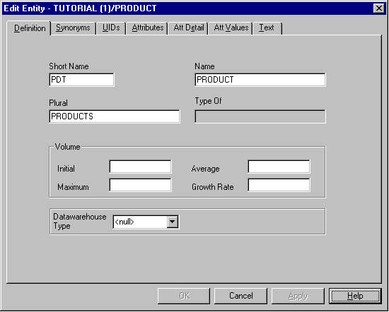 Edit Entity dialog box